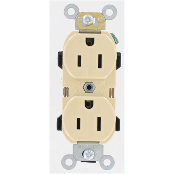 Ezgeneration Straight Blade Receptacle, 5-15R, 15 A, 125V AC, 2 Pole, 3 Wire, Flush Mount, Grounded EZ339245 - main